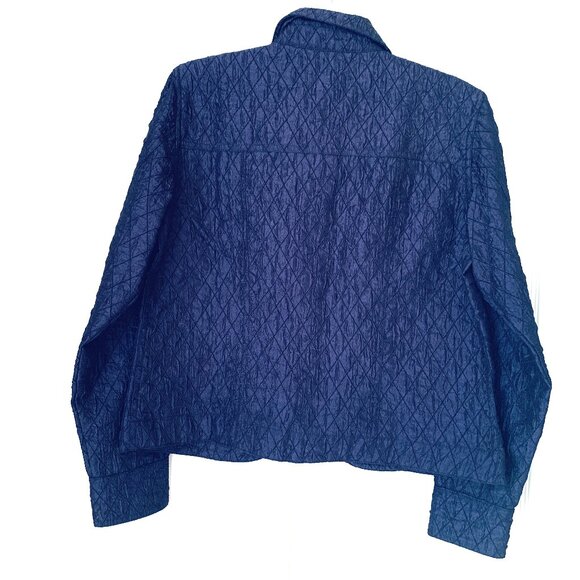 COLDWATER CREEK Eggplant Modified Jean Style Jacket Diamond Raised Pattern Sz 8 - Picture 1 of 6